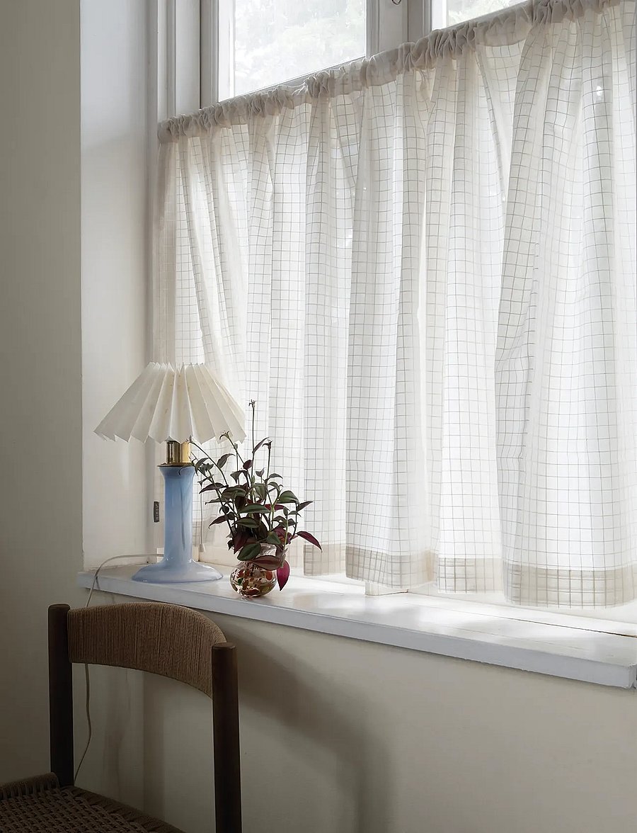 Mimou - Cafe Curtain Check - kardinad ja rulood - creme - 4