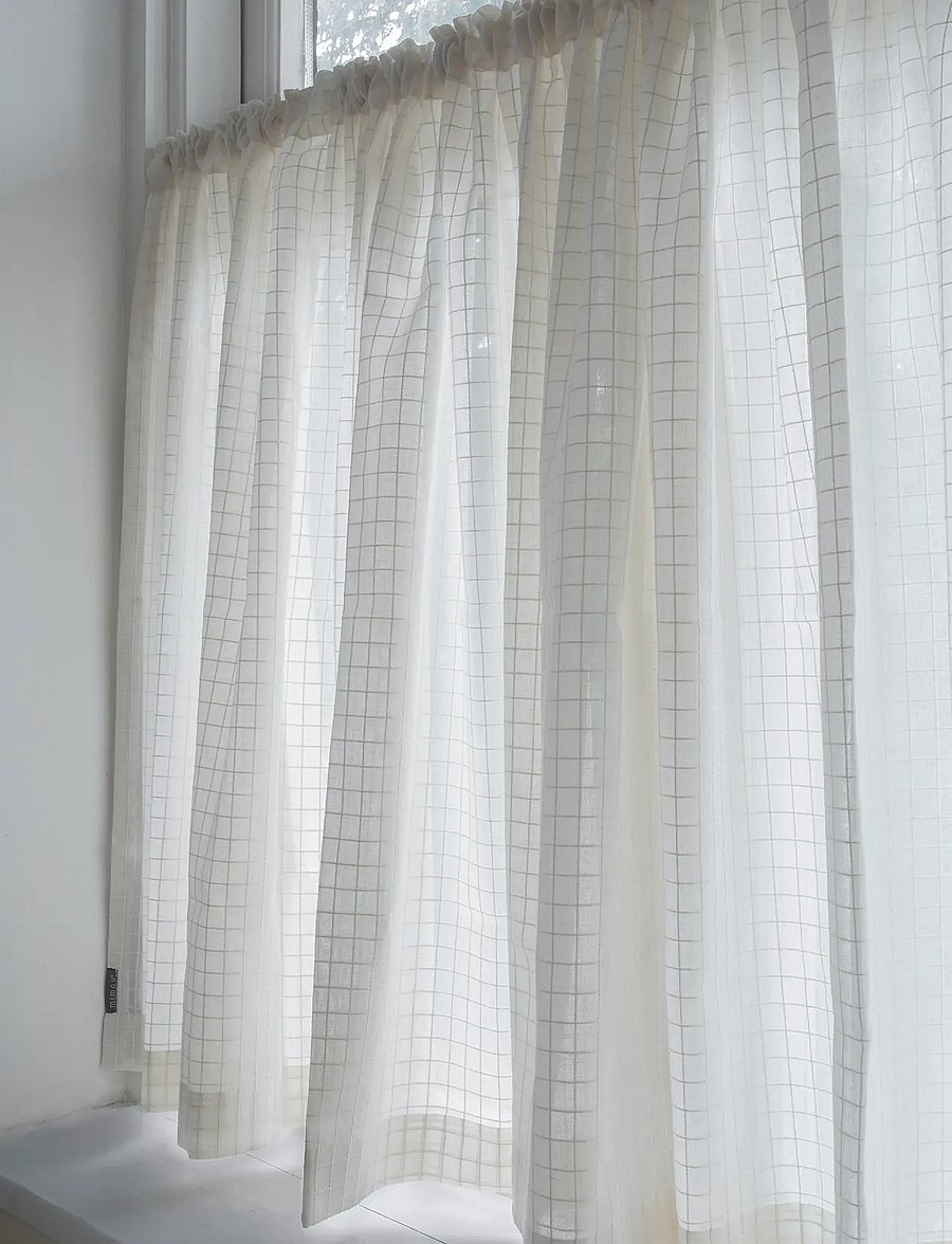 Mimou - Cafe Curtain Check - kardinad ja rulood - creme - 5
