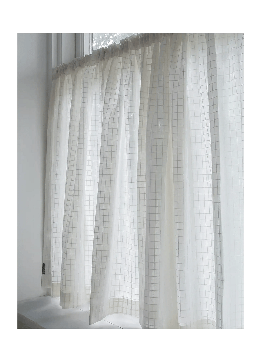 Mimou - Cafe Curtain Check - kardinad ja rulood - creme - 2