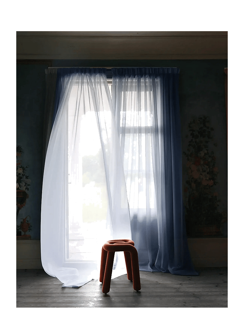 Mimou - Sheer hotel curtain Double width - gardinlängder - light blue - 2