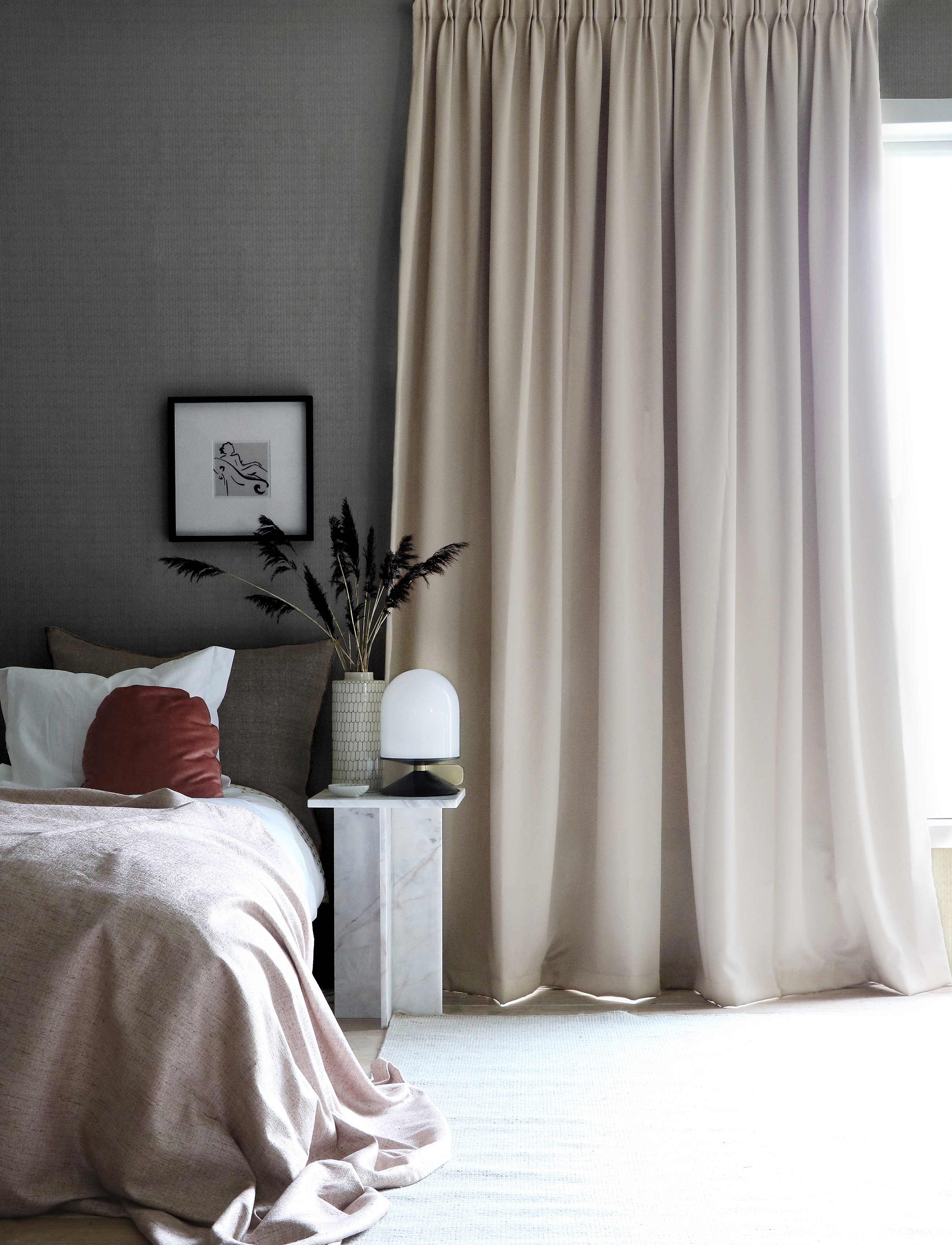 Mimou Mørklægning Dobbelt Bredde Hotel Gardin, 290X250 cm, Beige, Gardiner > Lange Gardiner, Unisex
