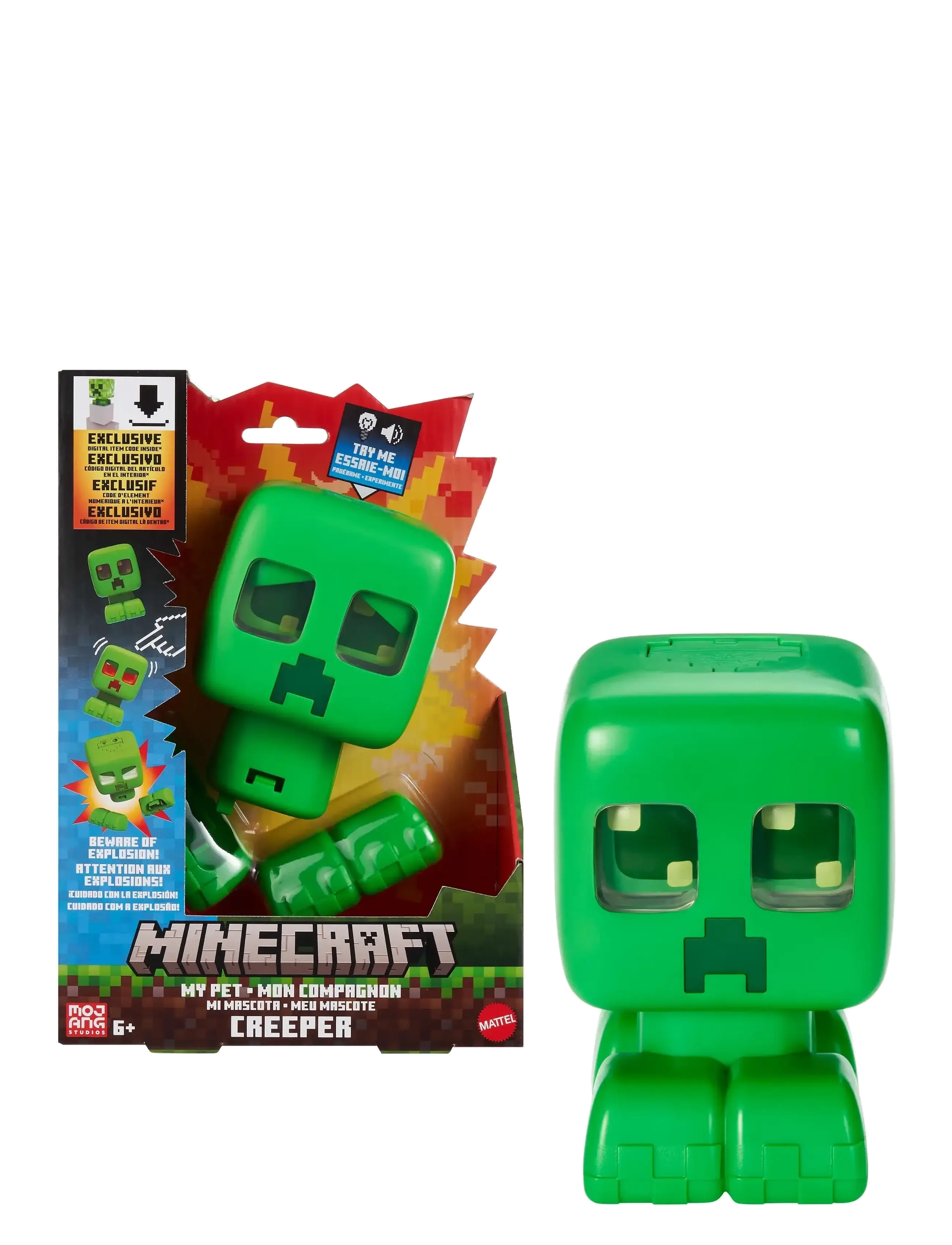 Minecraft My Pet Creeper Interactive Toy Action Figure With Lights, Sounds & Exploding Action, Børn, Play Sæt, Grøn, Str: ONE SIZE