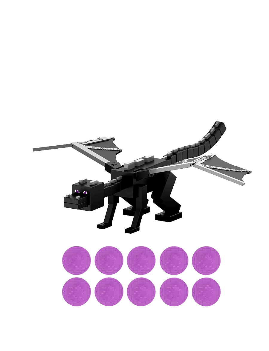 Minecraft - Minecraft Dragon’s Breath Attack Ender Dragon Action Figure with 10 Discs, 20-inch Wingspan - veiksmo figūrėlės - multicolor - 1