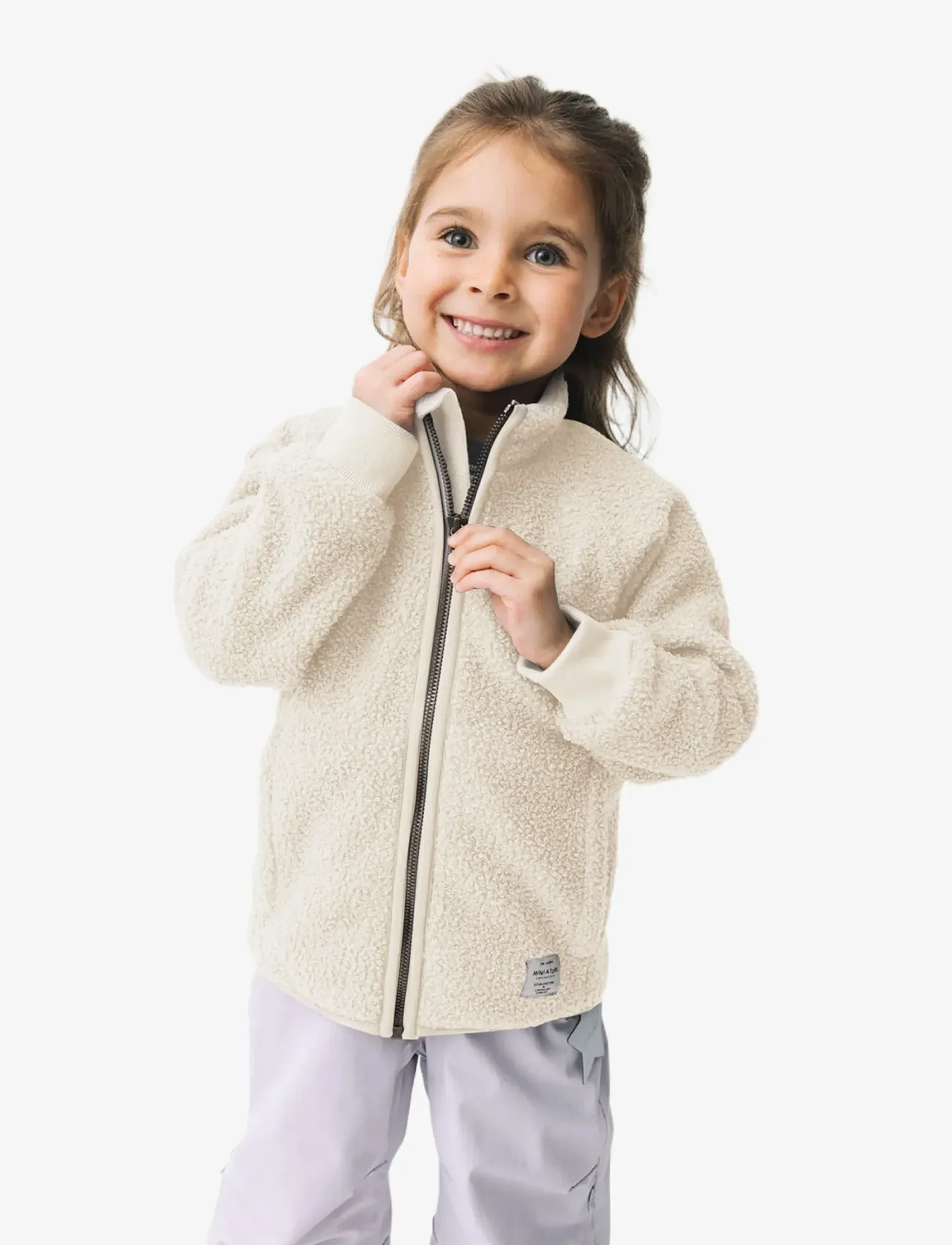 MINI A TURE Matcedric Teddyfleece Jacket. Grs, 98, Fleece Oberbekleidung, Creme - Jackets, Kinder