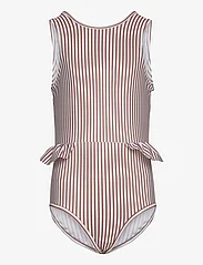 Mini A Ture - Gelika printed swimsuit - gode sommertilbud - print acorn brown stripes - 0