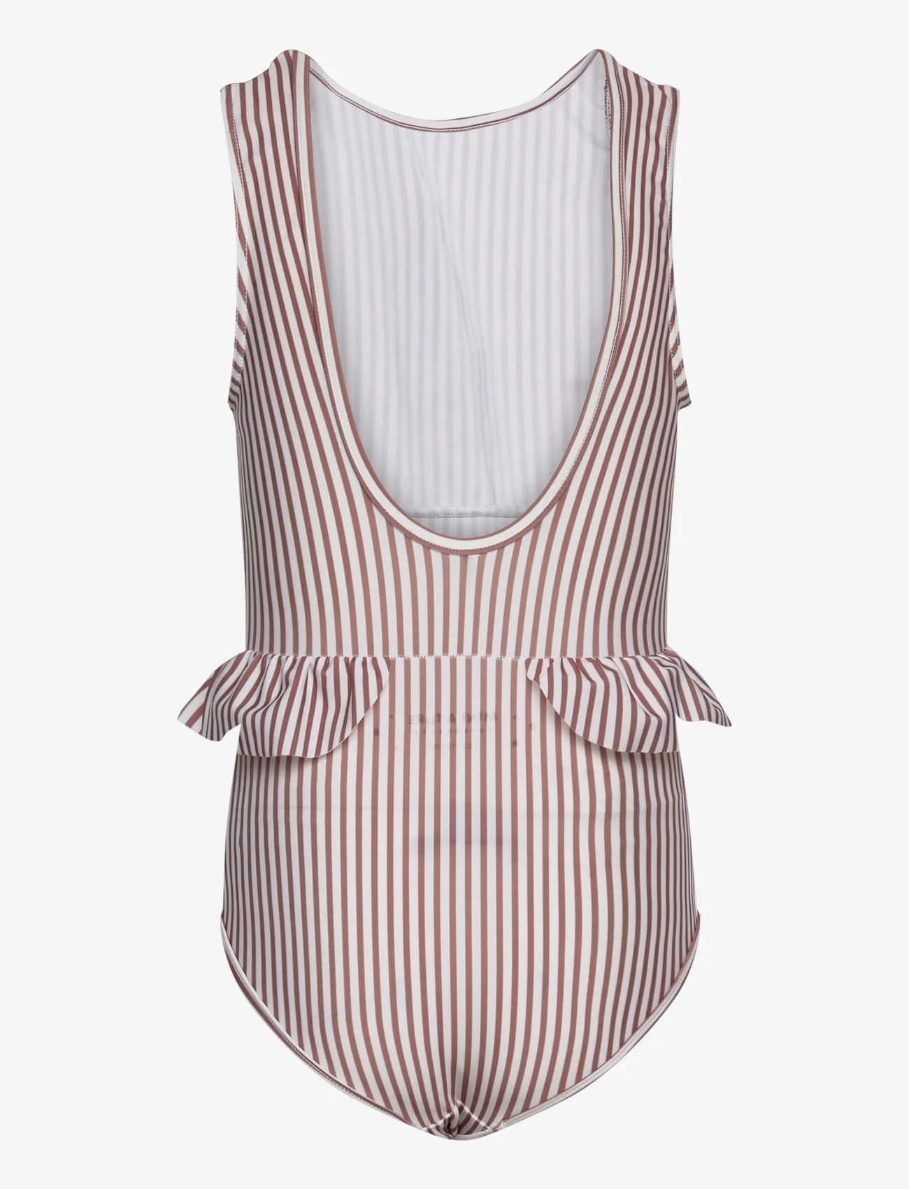 Mini A Ture - Gelika printed swimsuit - sommarfynd - print acorn brown stripes - 1