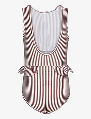 Mini A Ture - Gelika printed swimsuit - sommerschnäppchen - print acorn brown stripes - 1