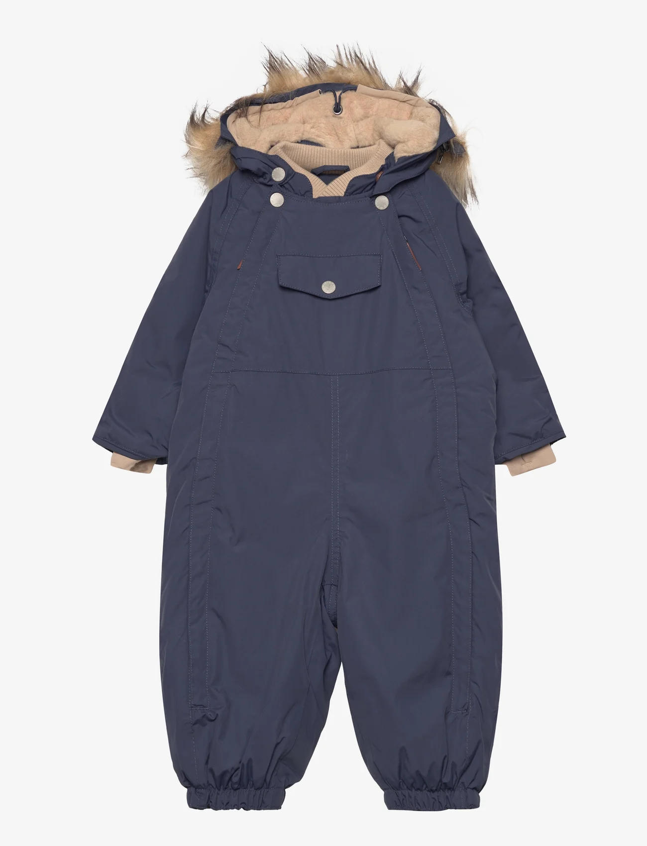 Mini A Ture - Wisti fleece lined snowsuit fake fur. GRS - børn - blue nights - 0