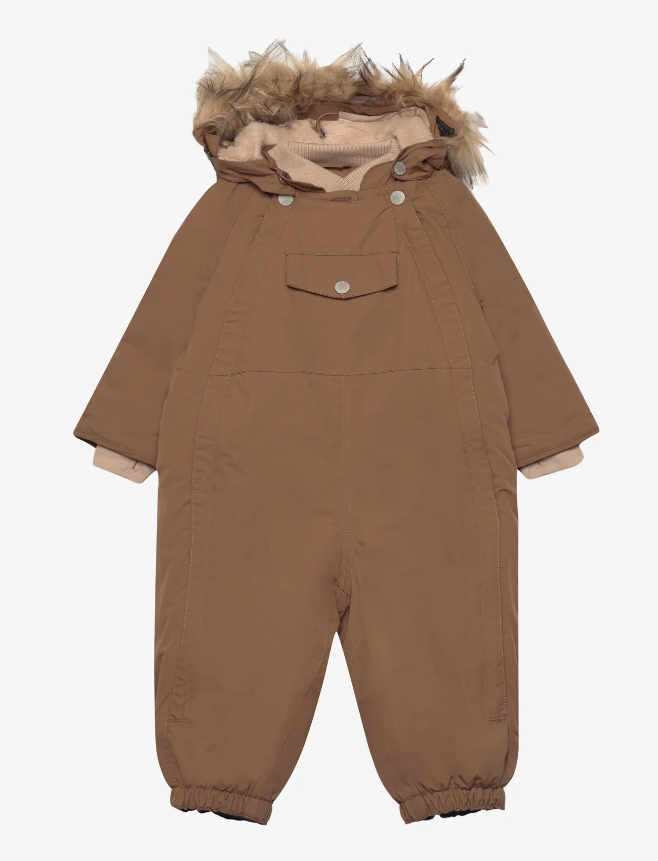 Mini A Ture - Wisti fleece lined snowsuit fake fur. GRS - børn - wood - 0