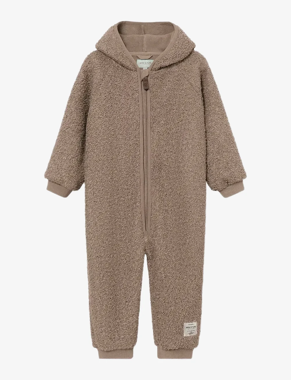 MINI A TURE - MATADEL teddyfleece jumpsuit. GRS - long-sleeved - grey brown - 0