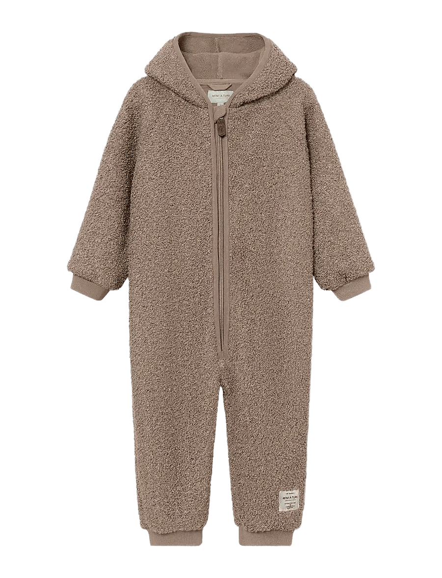MINI A TURE - MATADEL teddyfleece jumpsuit. GRS - long-sleeved - grey brown - 0