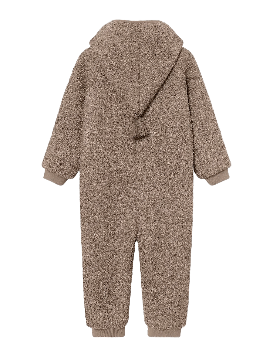 MINI A TURE - MATADEL teddyfleece jumpsuit. GRS - long-sleeved - grey brown - 1