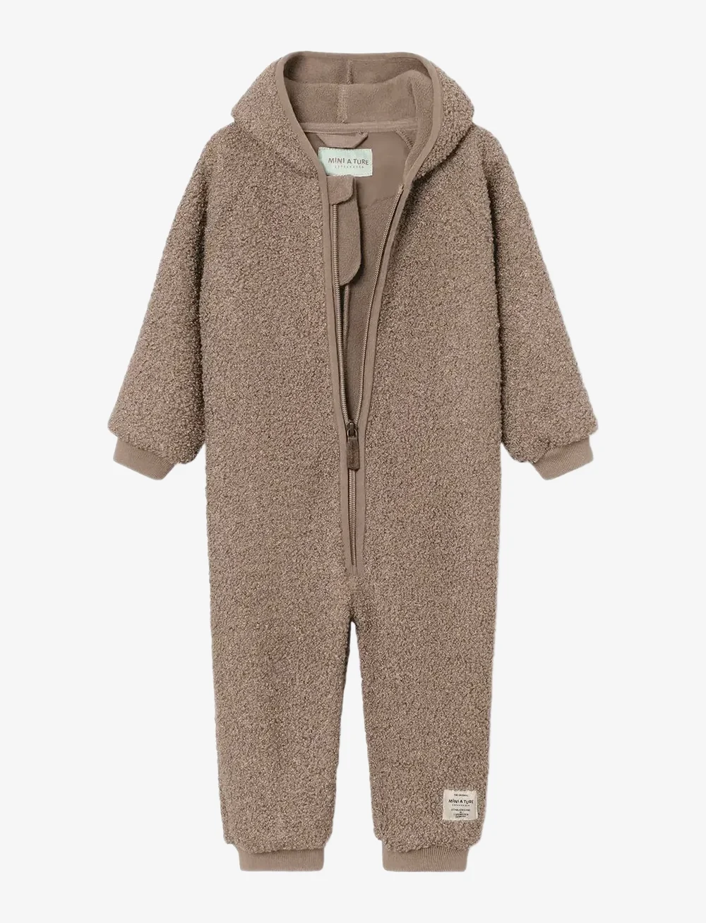 MINI A TURE - MATADEL teddyfleece jumpsuit. GRS - long-sleeved - grey brown - 2
