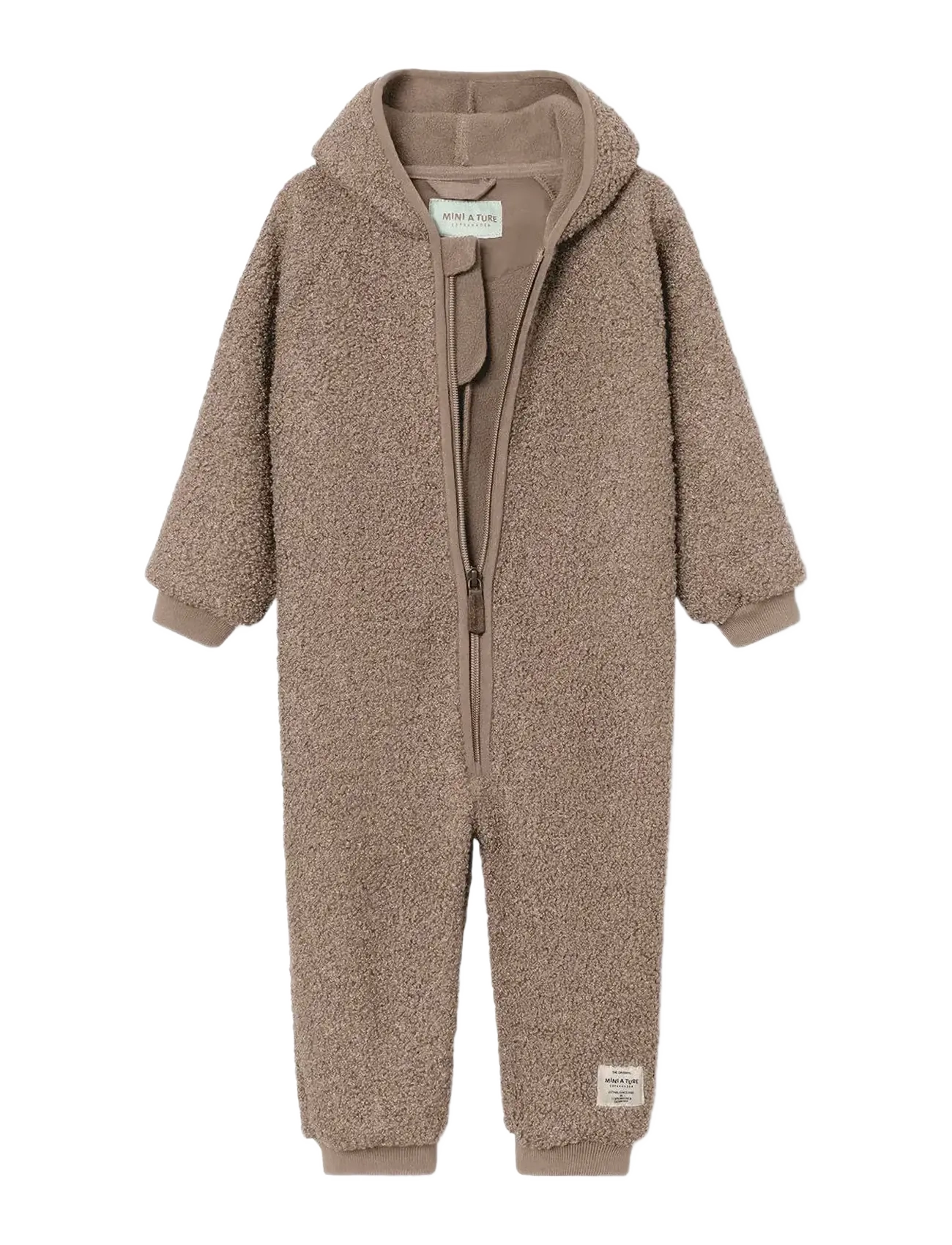 MINI A TURE - MATADEL teddyfleece jumpsuit. GRS - long-sleeved - grey brown - 2