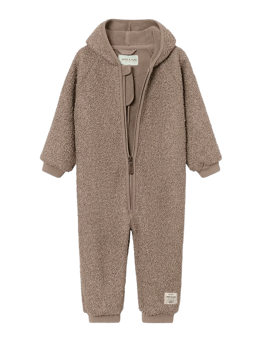 MINI A TURE - MATADEL teddyfleece jumpsuit. GRS - long-sleeved - grey brown - 2