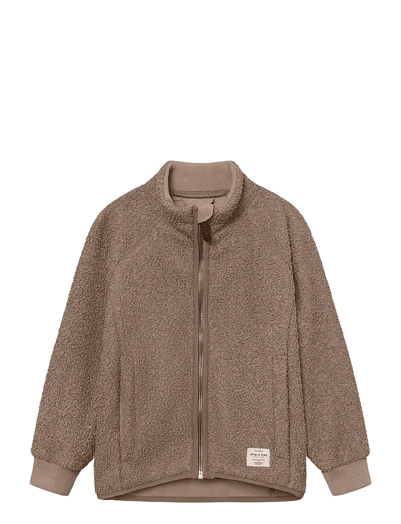MINI A TURE - MATCEDRIC teddyfleece jacket. GRS - fleecetakit - grey brown - 0