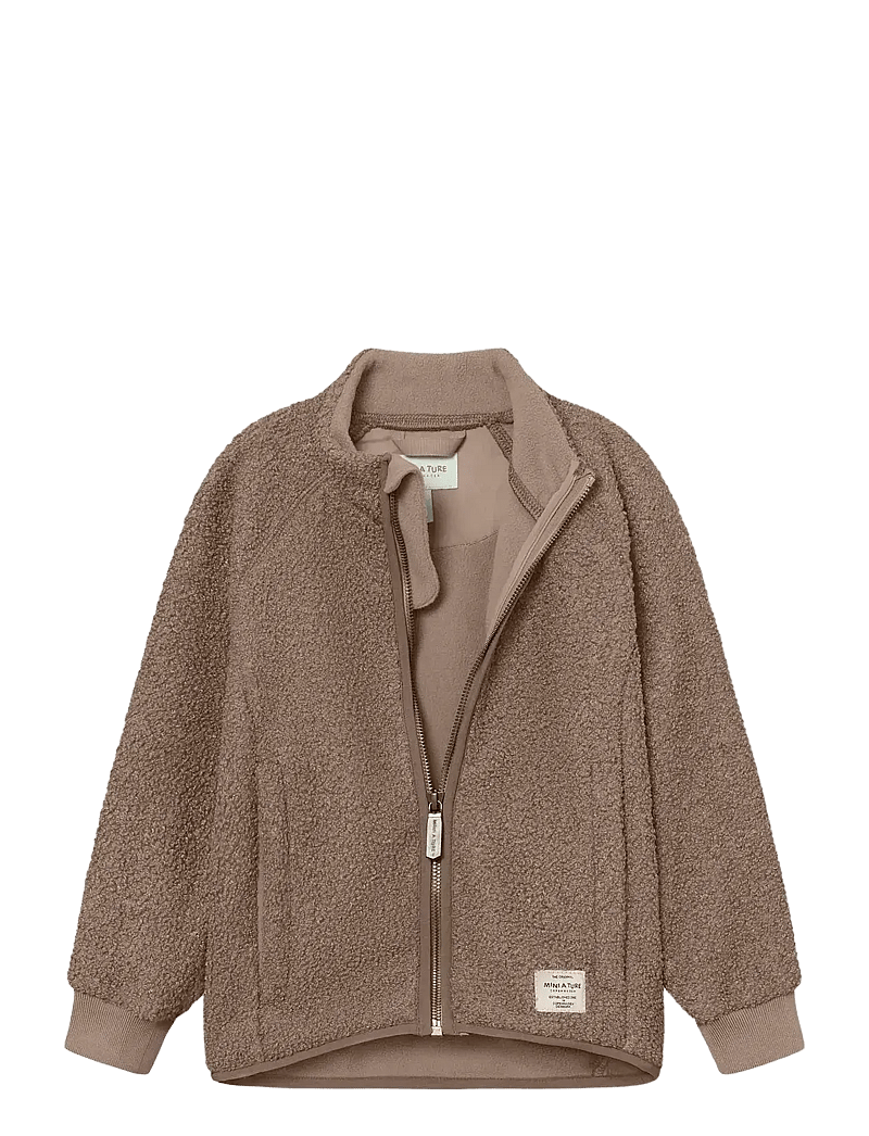 MINI A TURE - MATCEDRIC teddyfleece jacket. GRS - fleecetakit - grey brown - 2