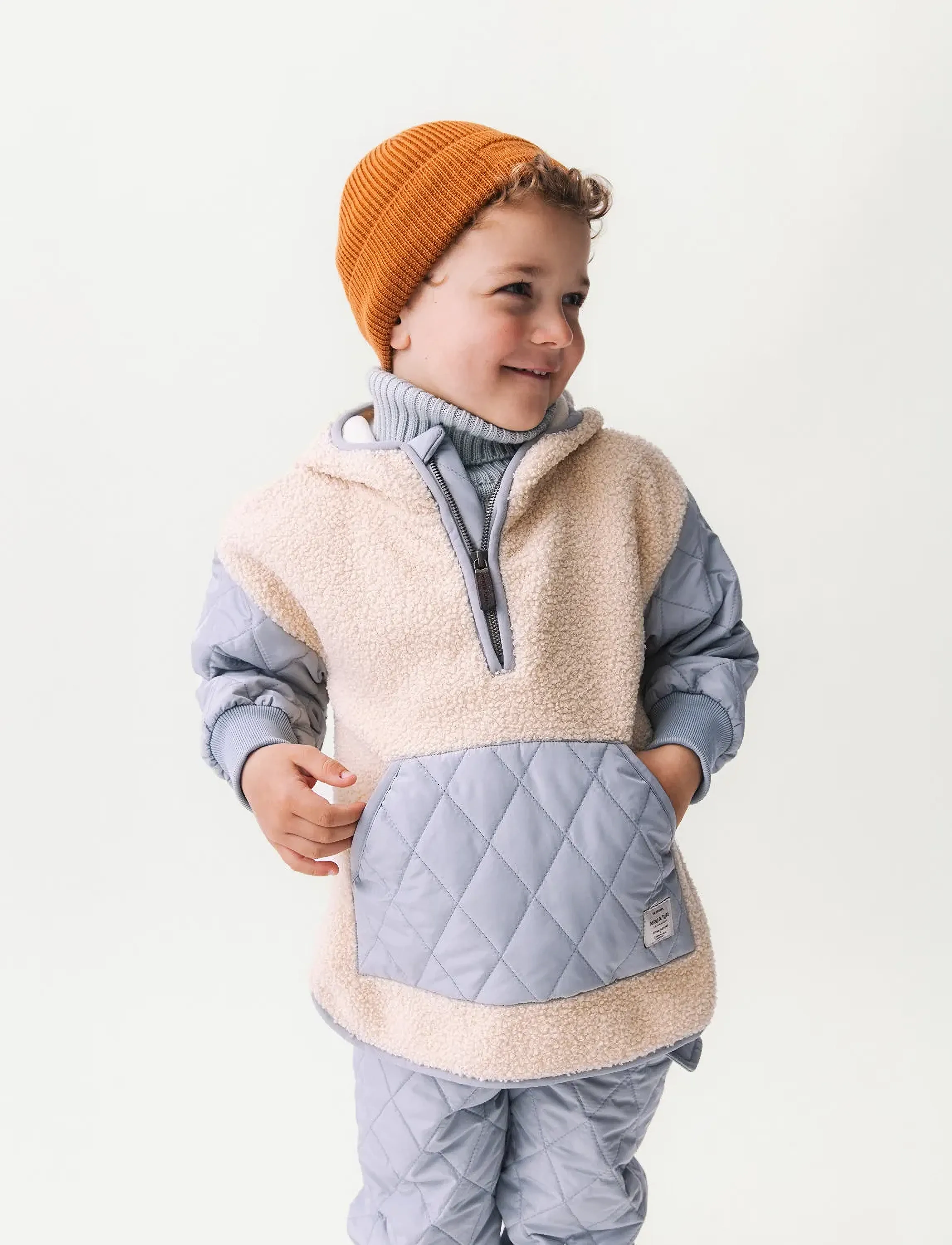 MINI A TURE Matsixten Thermo Anorak. Grs, Børn, Hætte Fleece Anorak, Blå, Str: 134