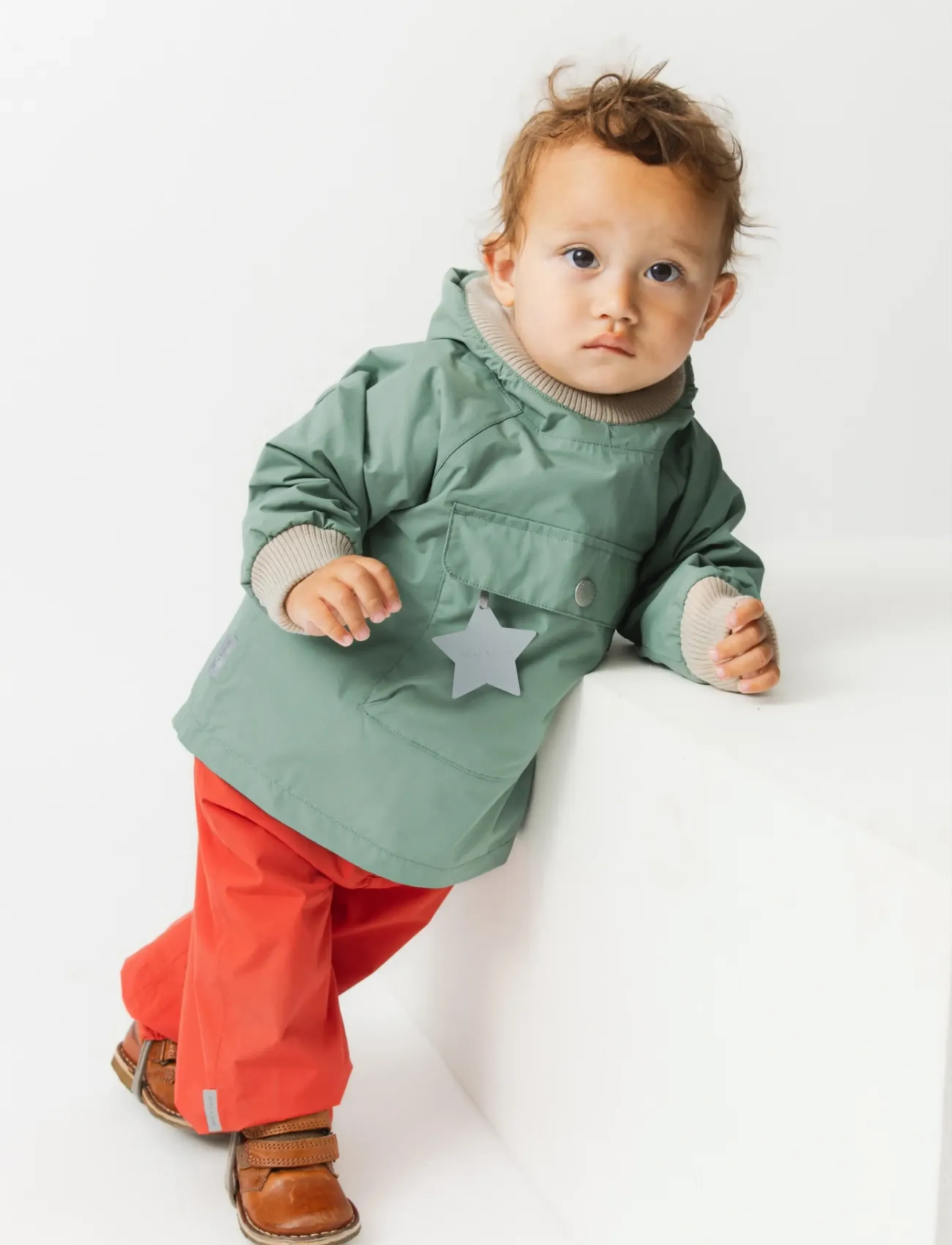 MINI A TURE Matbabyvito Fleece Lined Spring Anorac. Grs, Børn, Fleeceforet Anorak, Grøn, Str: 9M/74