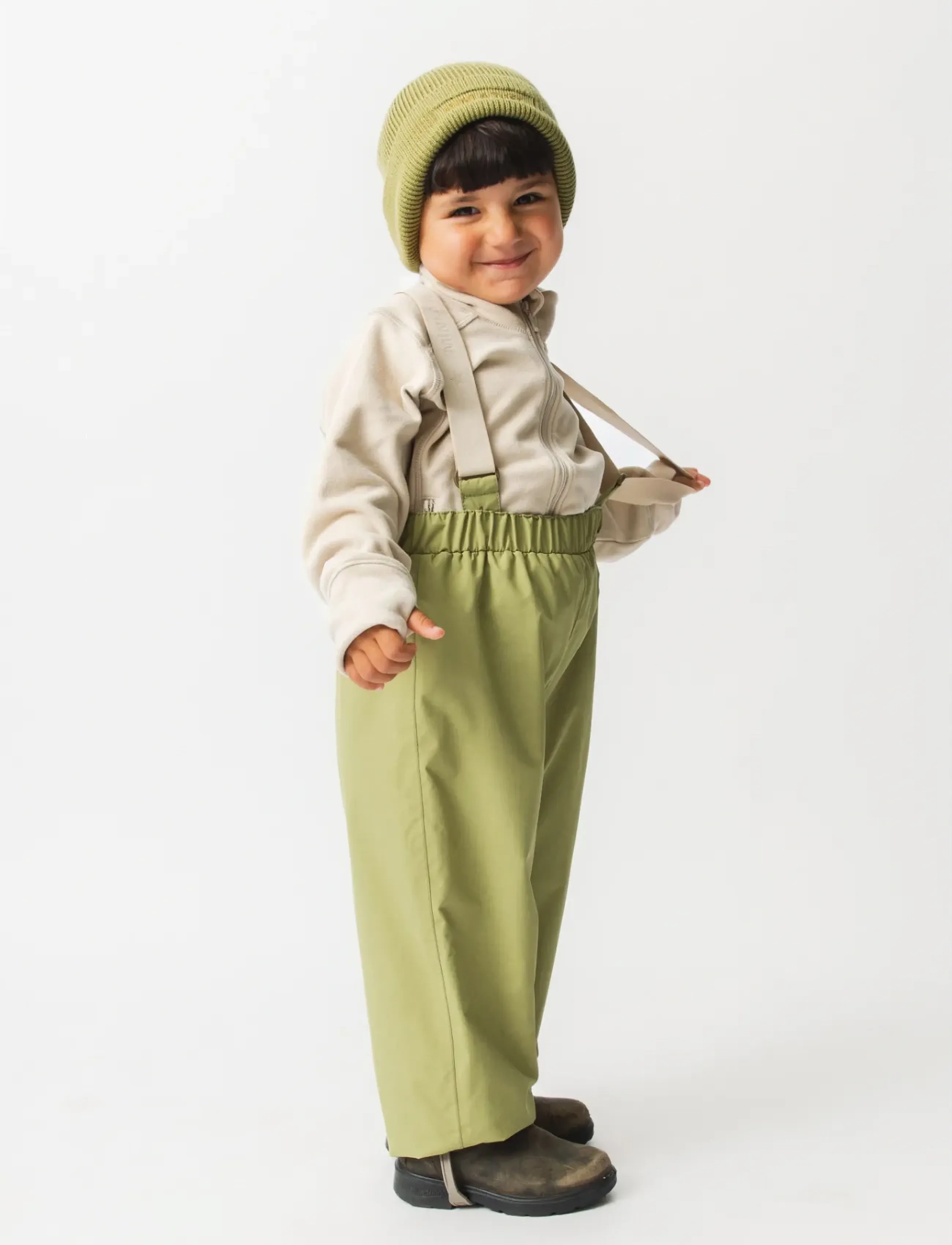 MINI A TURE MATWILANS suspender pants. GRS - MINI A TURE - BOA GREEN / khaki/green