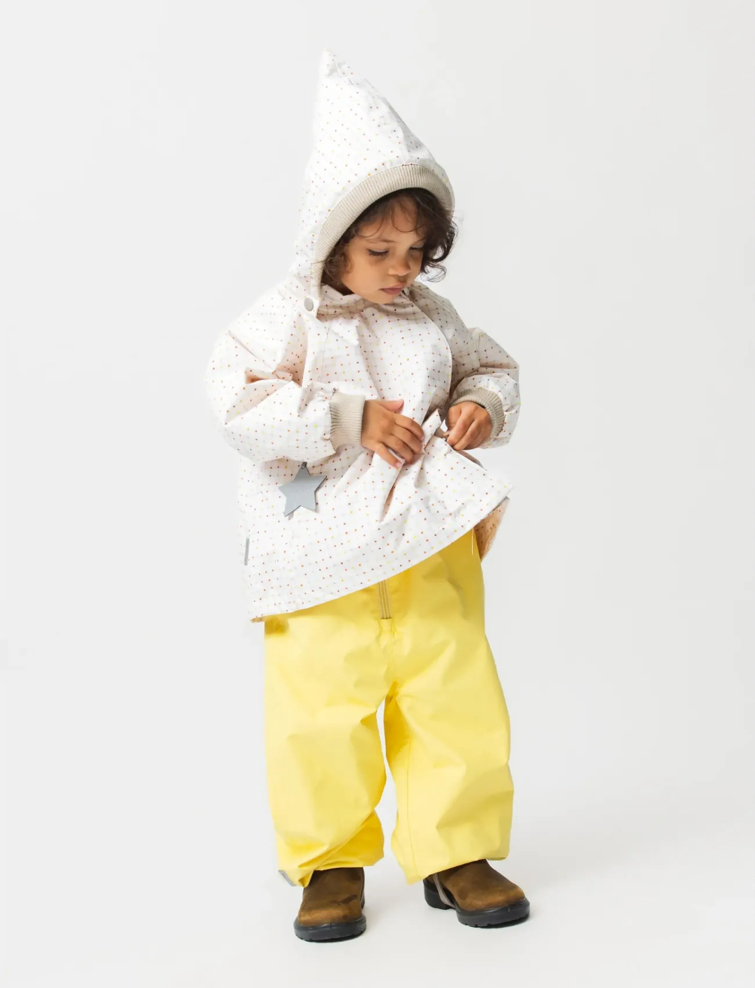 MINI A TURE MATWIAMI fleece lined jacket. GRS - MINI A TURE - PRINT CRAYON GRID / cream