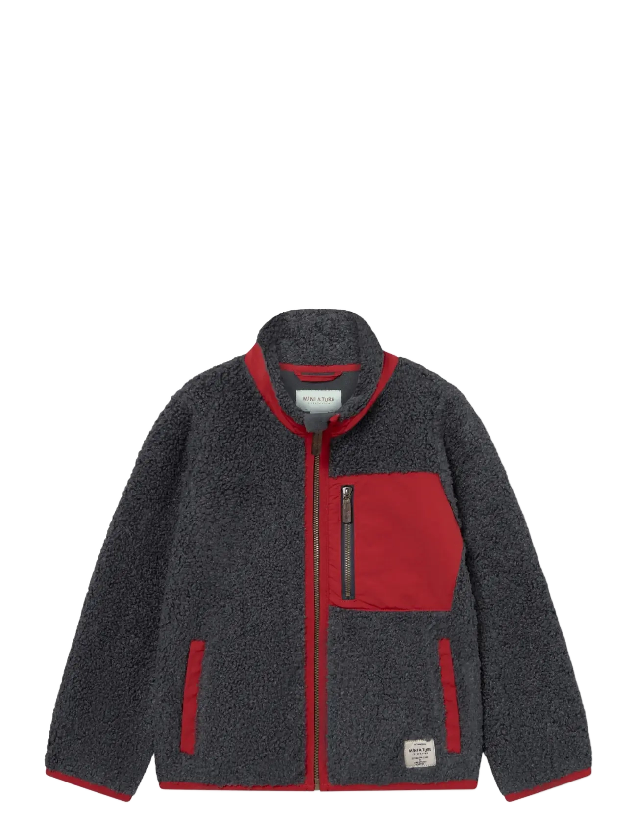 MINI A TURE MATALINUR teddyfleece jacket. GRS - MINI A TURE - FORGED IRON BLUE / grey