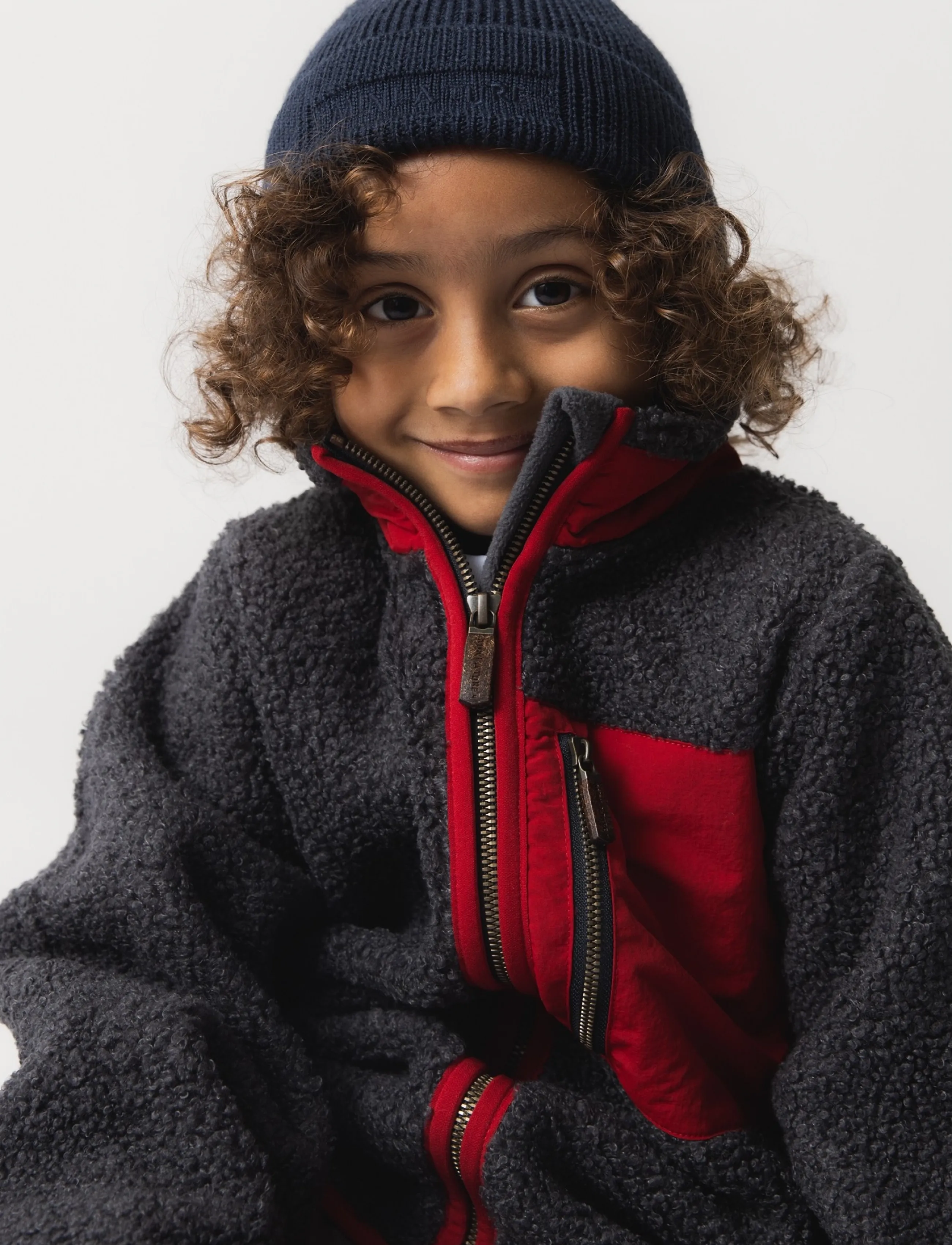 MINI A TURE MATALINUR teddyfleece jacket. GRS - Outerwear - FORGED IRON BLUE / grey