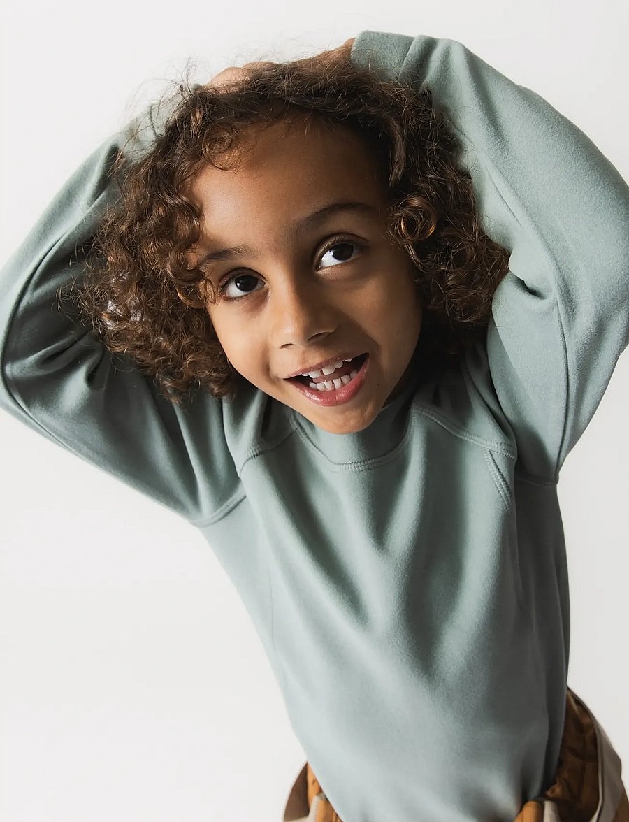 MINI A TURE - MATLENIE light fleece LS t-shirt. GRS - chinois green - 0