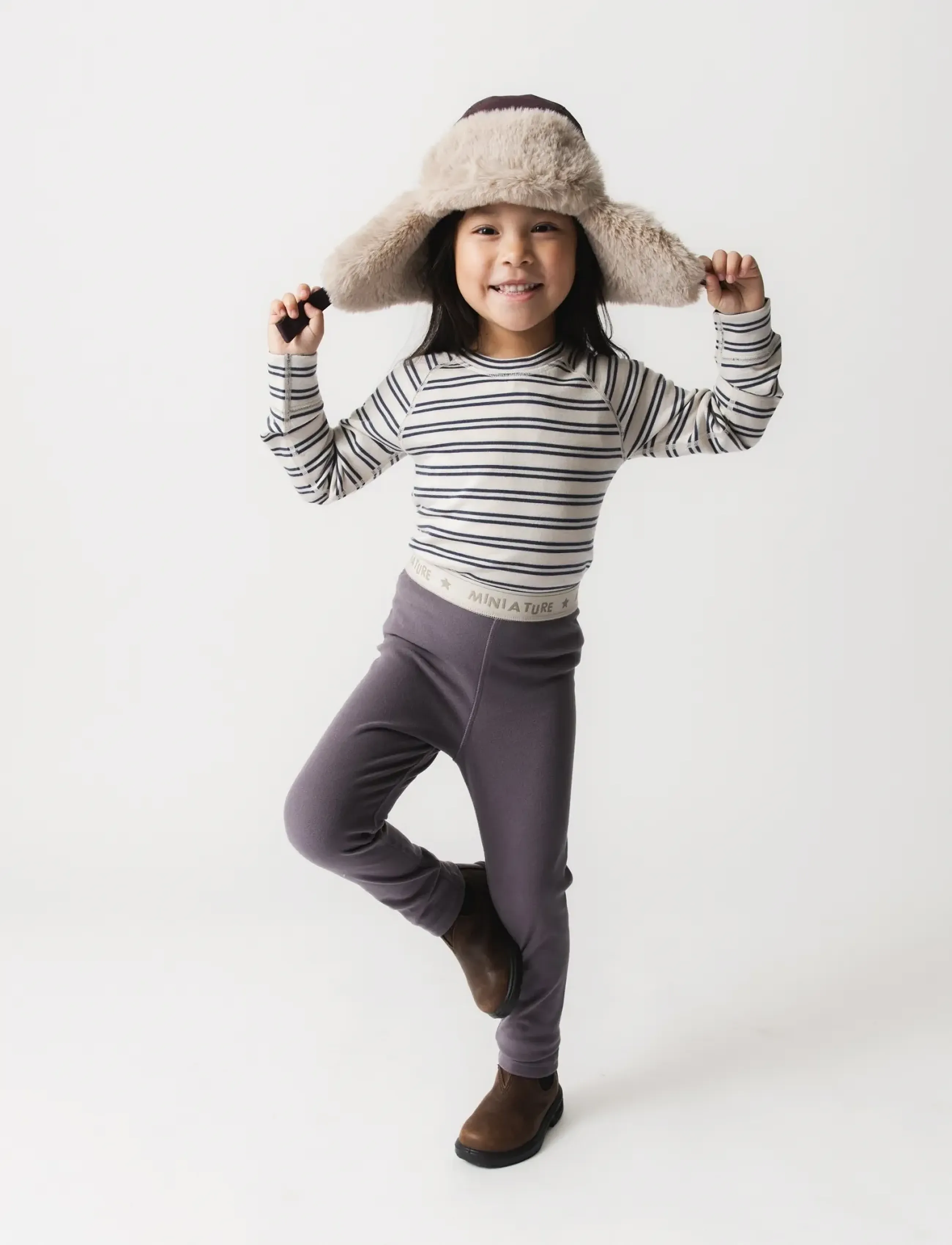 MINI A TURE MATLEEMA light fleece tights. GRS - MINI A TURE - RABBIT PLUM / purple