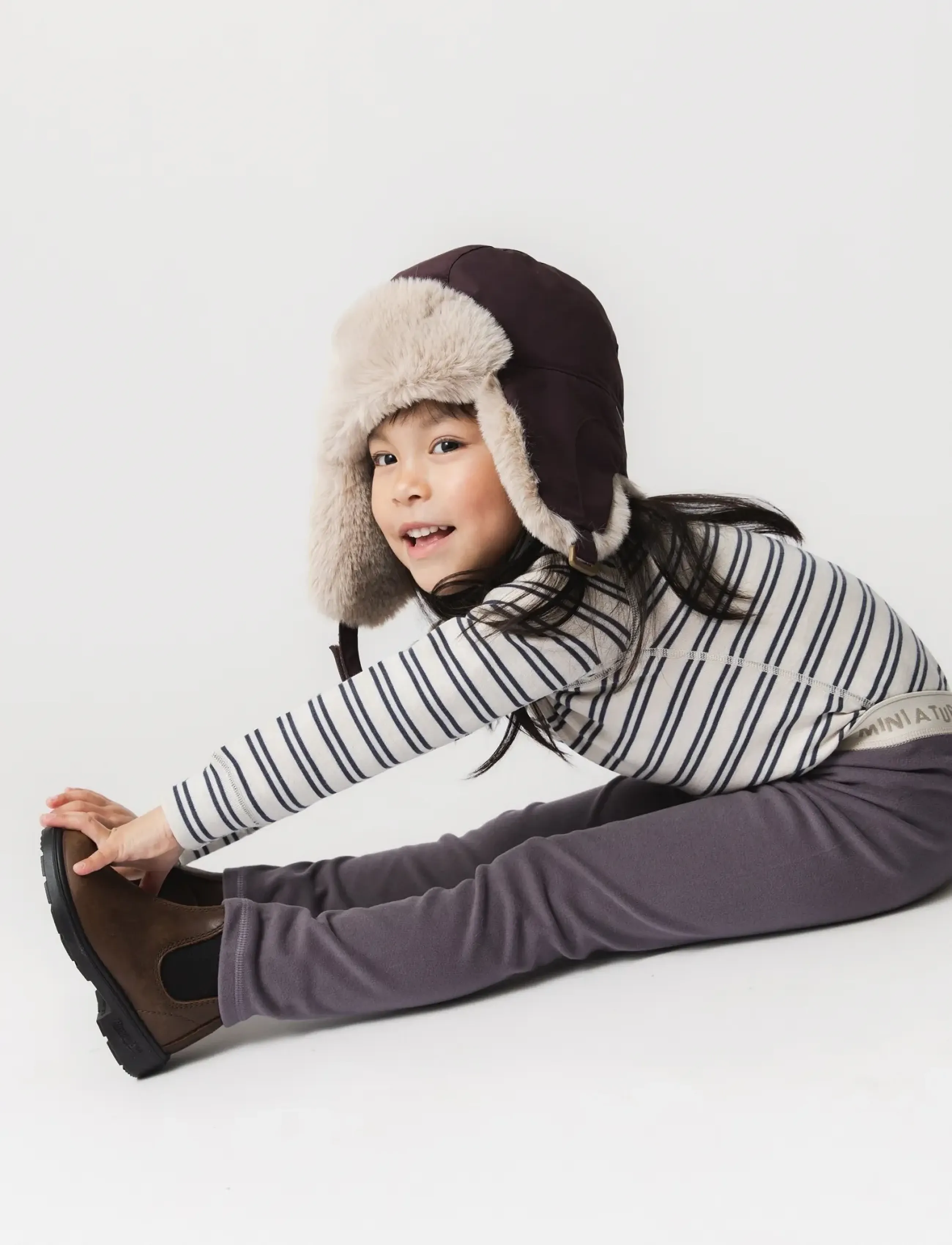 MINI A TURE - MATLEEMA light fleece tights. GRS - rabbit plum - 3