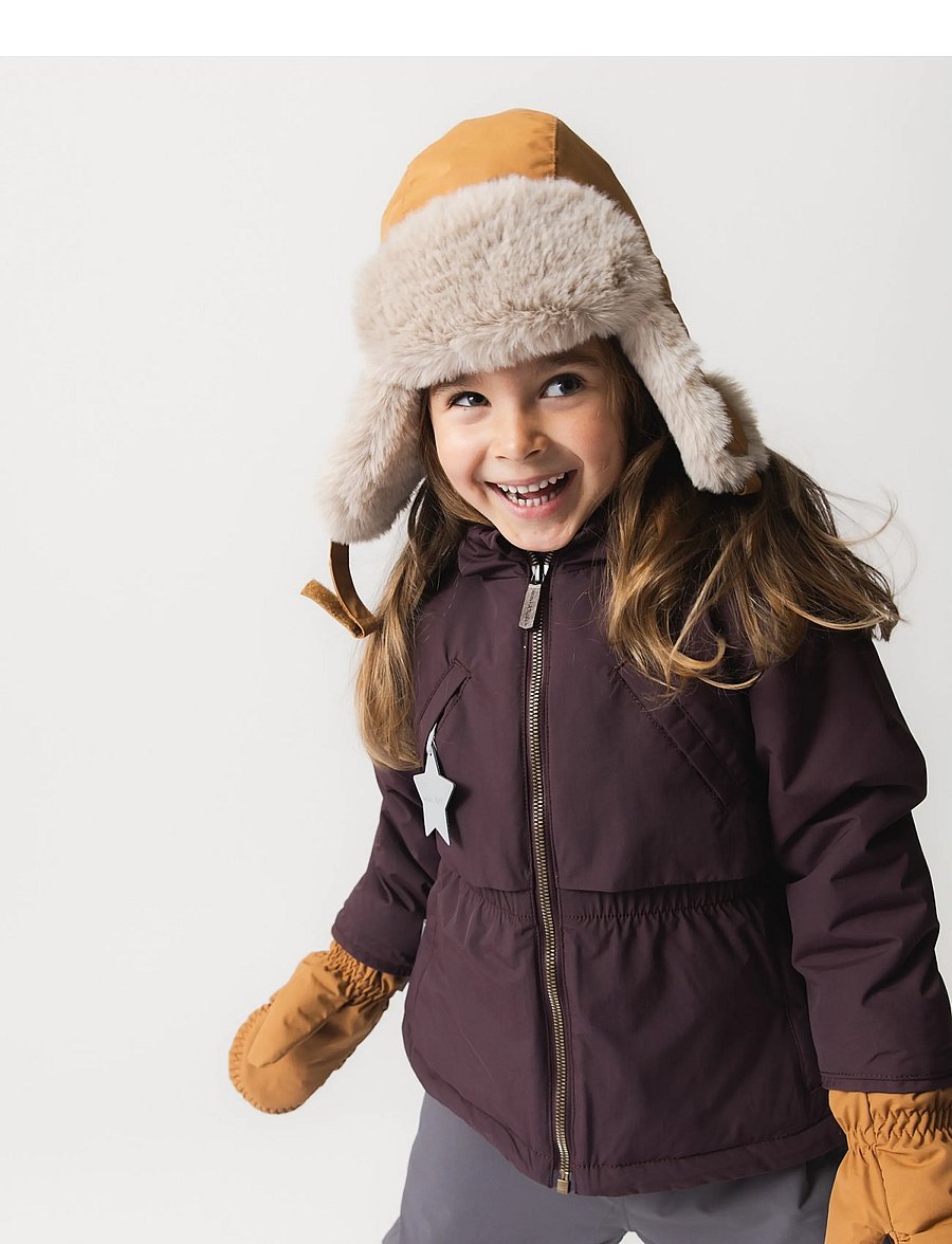 MINI A TURE - MATCRISTER teddy lined winter hood - vintermössor - brown sugar - 0