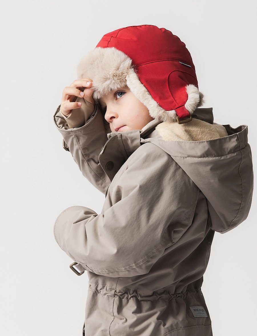 MINI A TURE - MATCRISTER teddy lined winter hood - vintermössor - chili pepper - 0