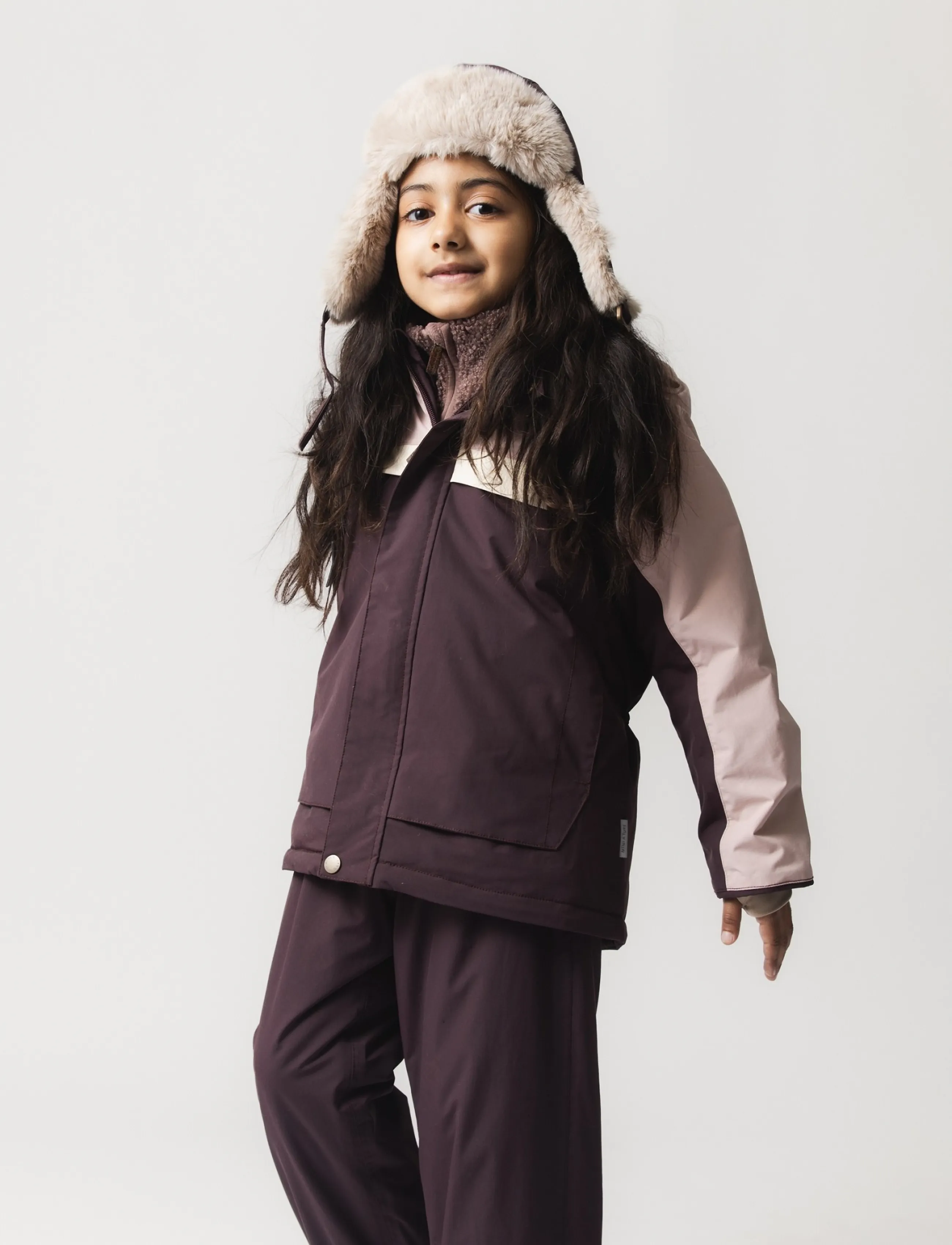 MINI A TURE - MATCRISTER teddy lined winter hood - vintermössor - fudge aubergine - 3