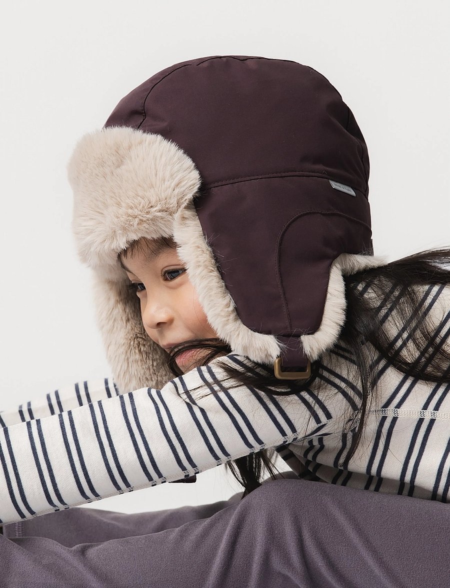 MINI A TURE - MATCRISTER teddy lined winter hood - vintermössor - fudge aubergine - 4