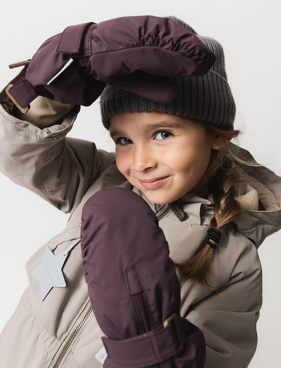MINI A TURE - MATCESAR fleece lined mittens - handschuhe - fudge aubergine - 0