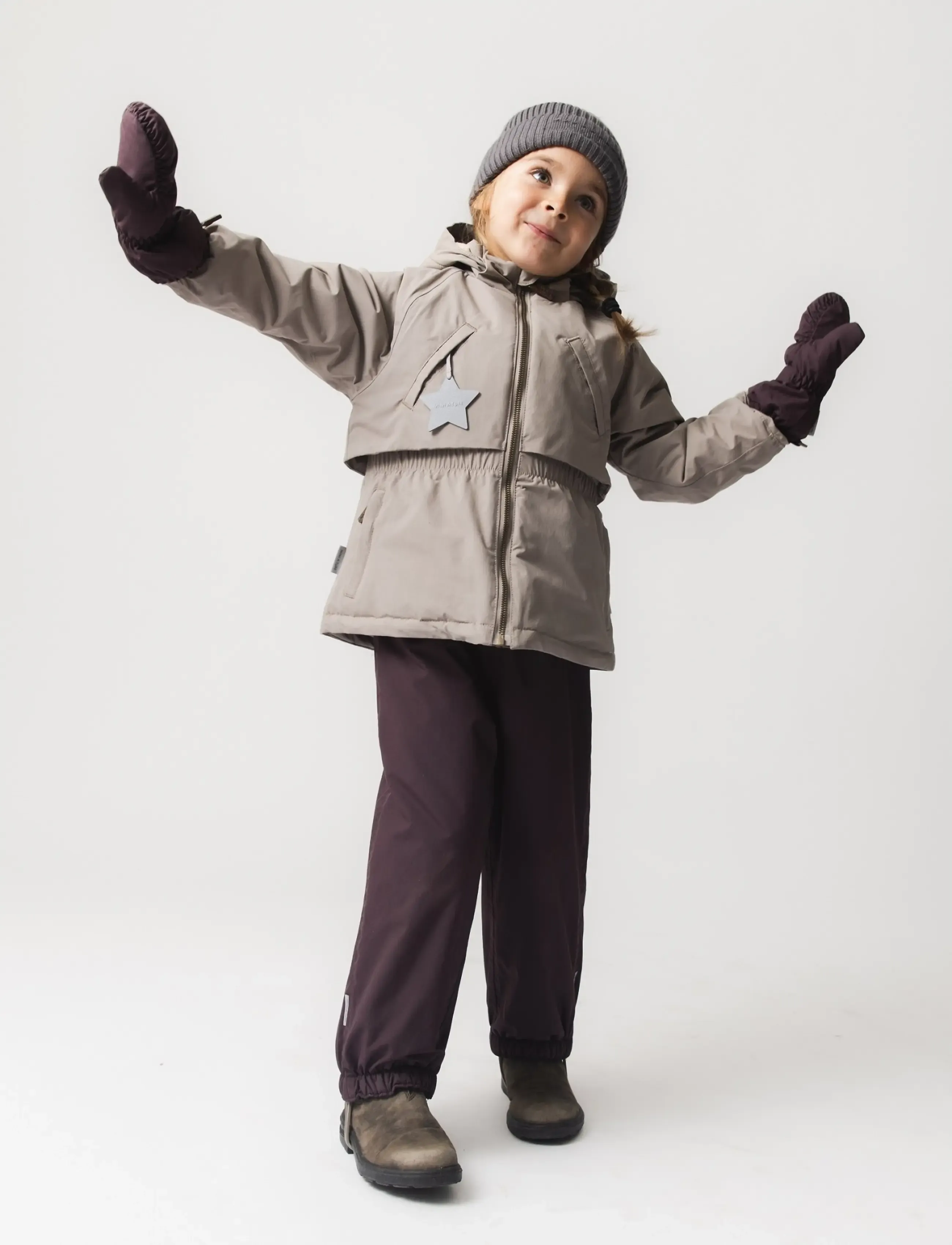 MINI A TURE - MATCESAR fleece lined mittens - kindad - fudge aubergine - 3