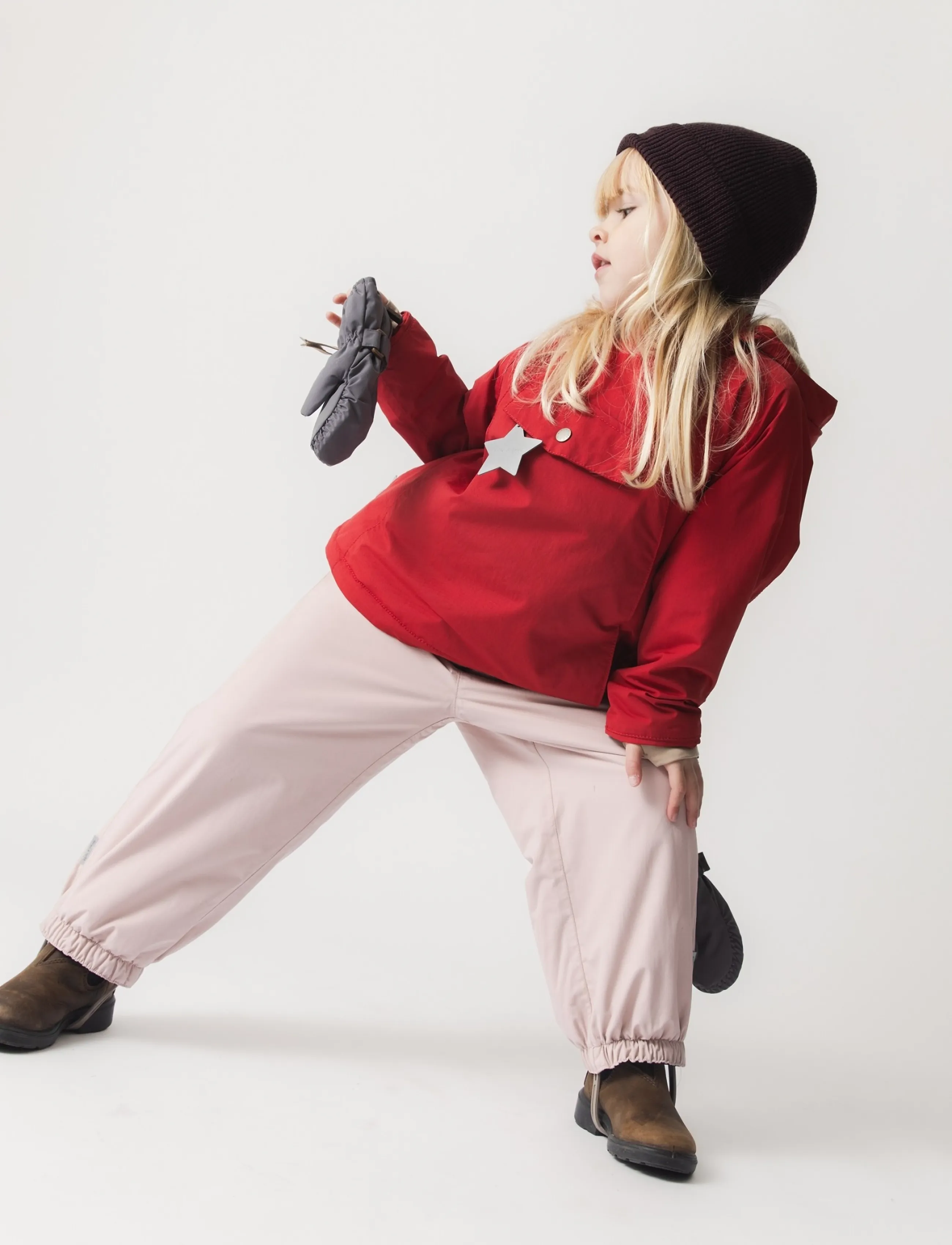 MINI A TURE Matwang Fleece Lined Winter Jacket. Grs, Kinder, Fleecegefütterte Kapuzen Winterjacke, Rot, Gr.86