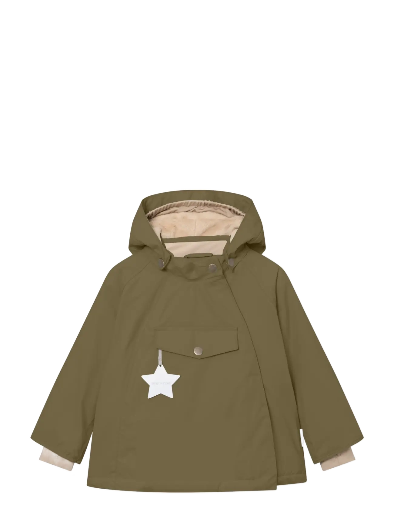 MINI A TURE Matwang Fleece Lined Winter Jacket. Grs, Kinder, Fleecegefütterte Kapuzen Winterjacke, Khakigrün, Gr.86