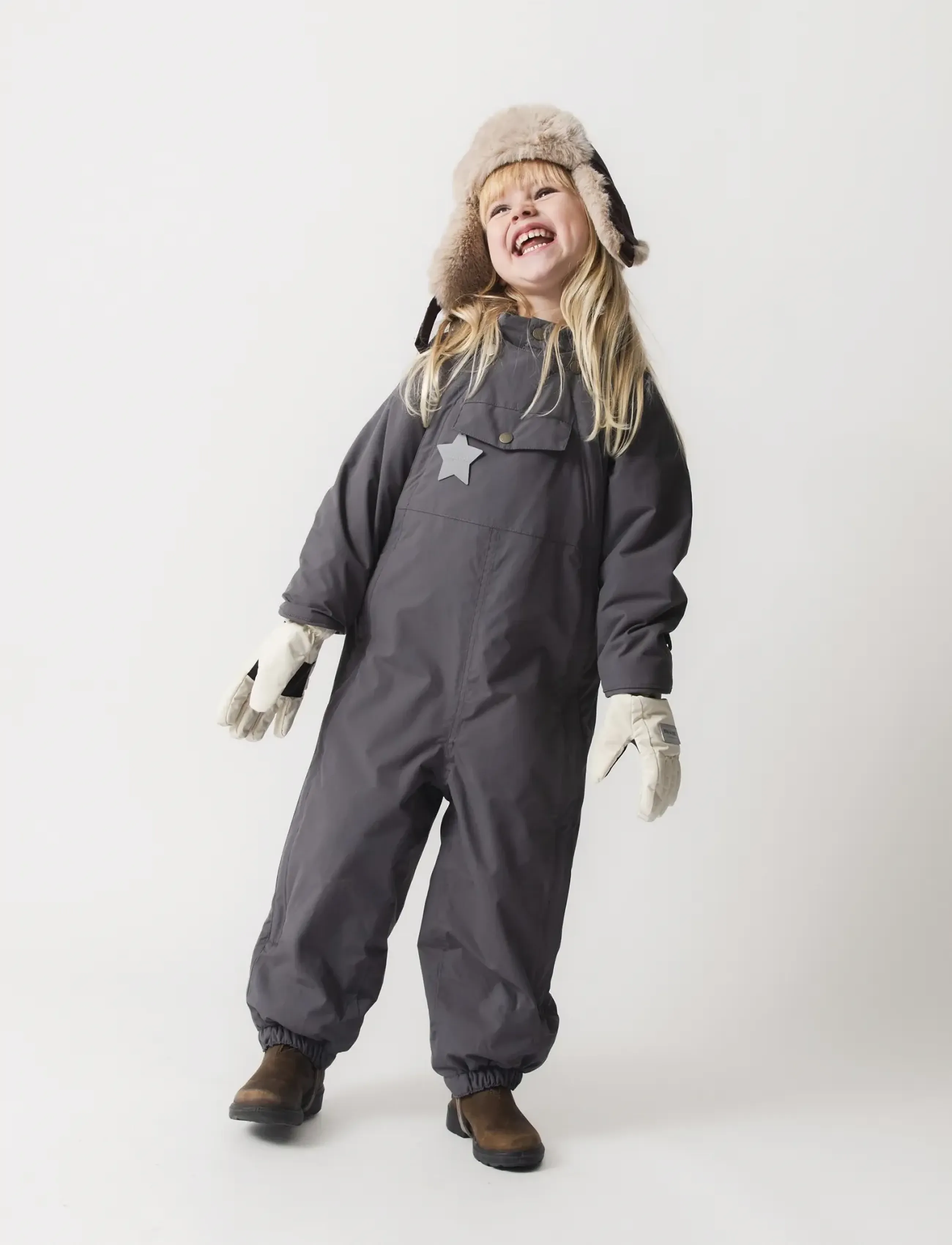 MINI A TURE MATWISTI fleece lined snowsuit. GRS - MINI A TURE - PLUM KITTEN / purple