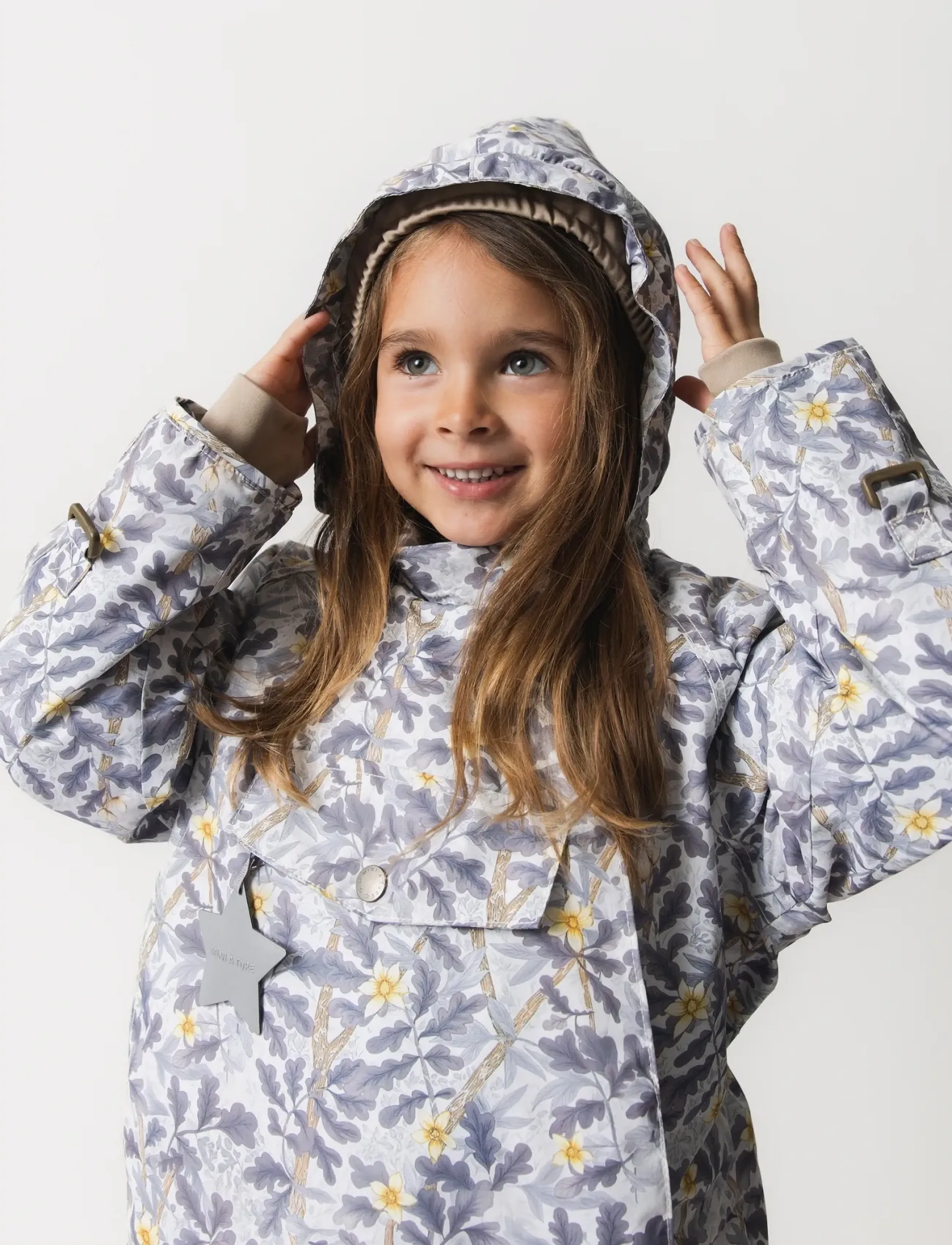 MINI A TURE Matwang Fleece Lined Winter Jacket. Grs, Børn, Hætte Fleeceforet Vinterjakke, Lila, Str: 86