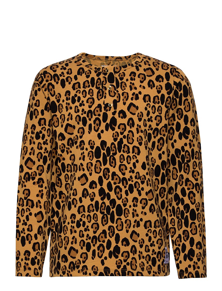 Mini Rodini - Basic leopard grandpa - t-krekli ar garām piedurknēm - beige - 0