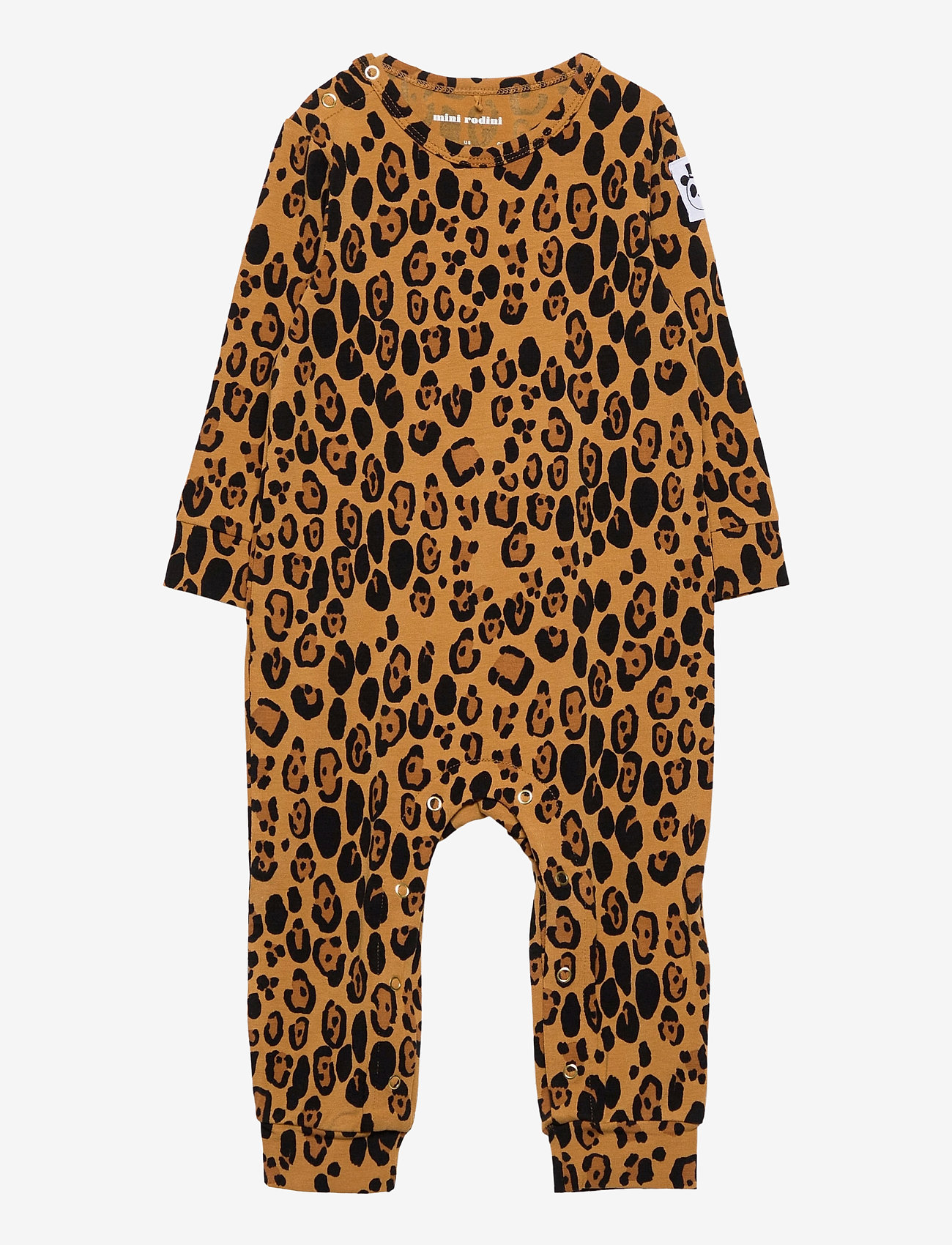 Mini Rodini - Basic leopard jumpsuit baby - ilgomis rankovėmis - beige - 0