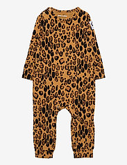 Mini Rodini - Basic leopard jumpsuit baby - ilgomis rankovėmis - beige - 0