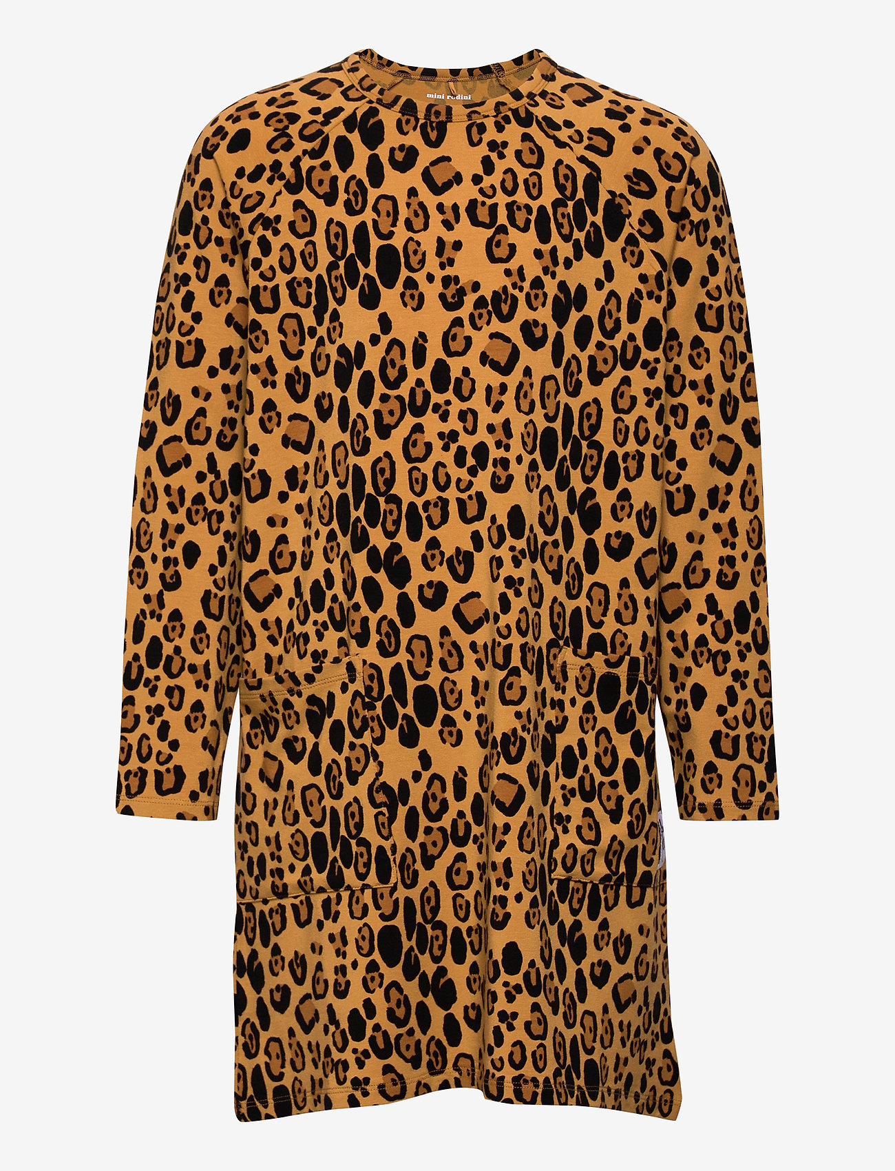Mini Rodini - Basic leopard ls dress - långärmade vardagsklänningar - beige - 0
