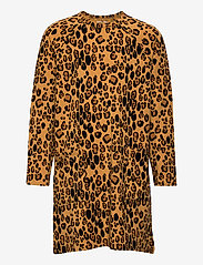 Mini Rodini - Basic leopard ls dress - langärmelige freizeitkleider - beige - 0