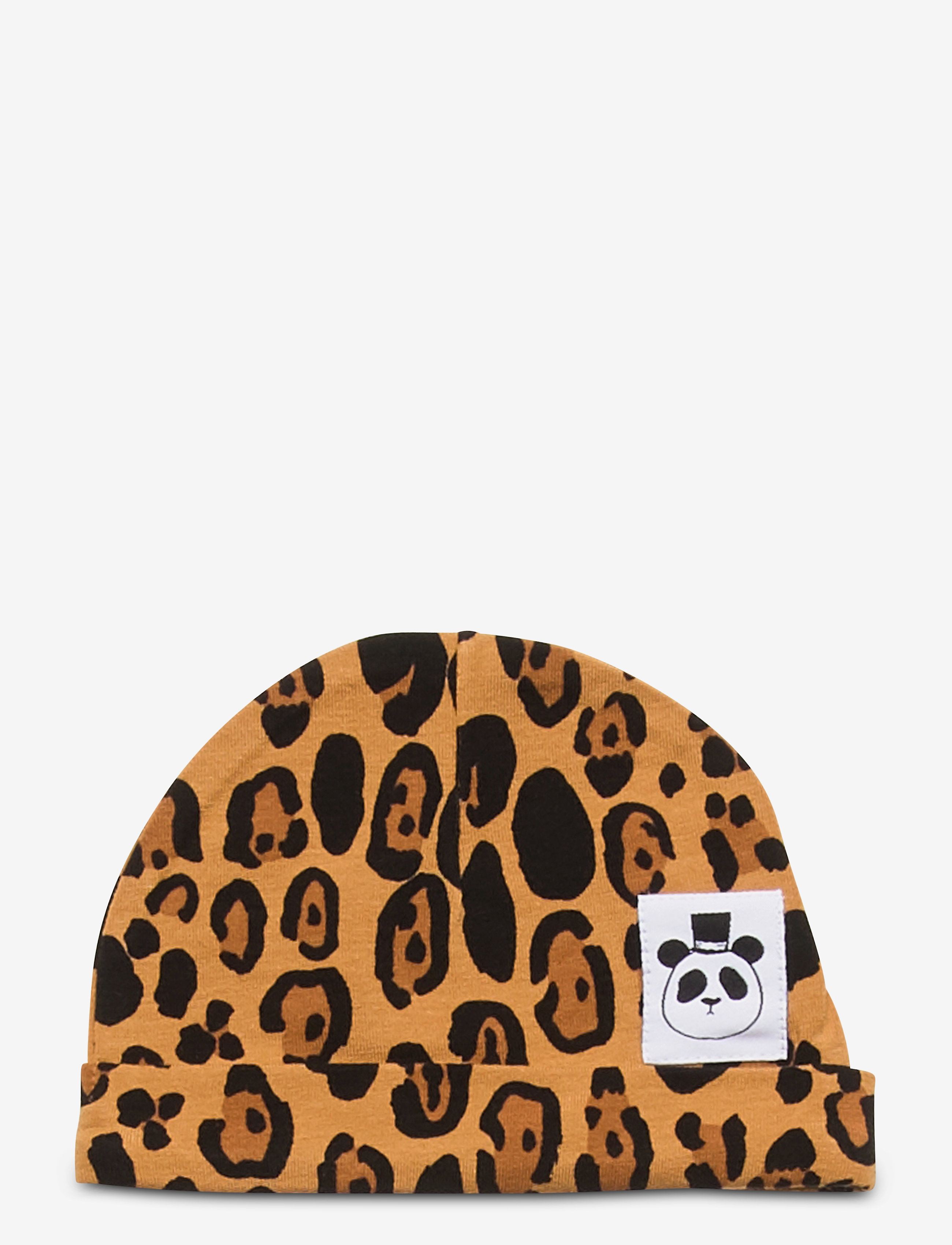 Mini Rodini Basic Leopard Baby Beanie, Baby Leopard Print Hue, Beige, Str: 40-42