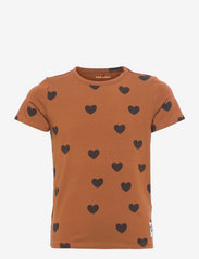 Mini Rodini - Basic hearts ss tee TENCEL™ - short-sleeved - brown - 0