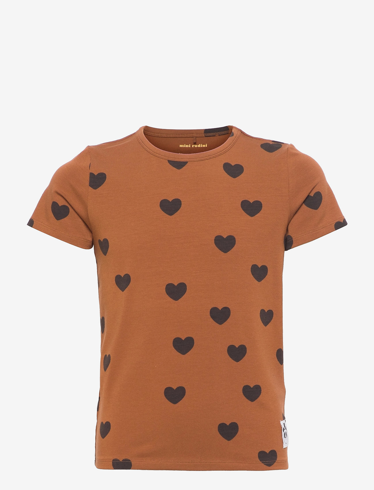 Mini Rodini - Basic hearts ss tee TENCEL™ - brown - 0
