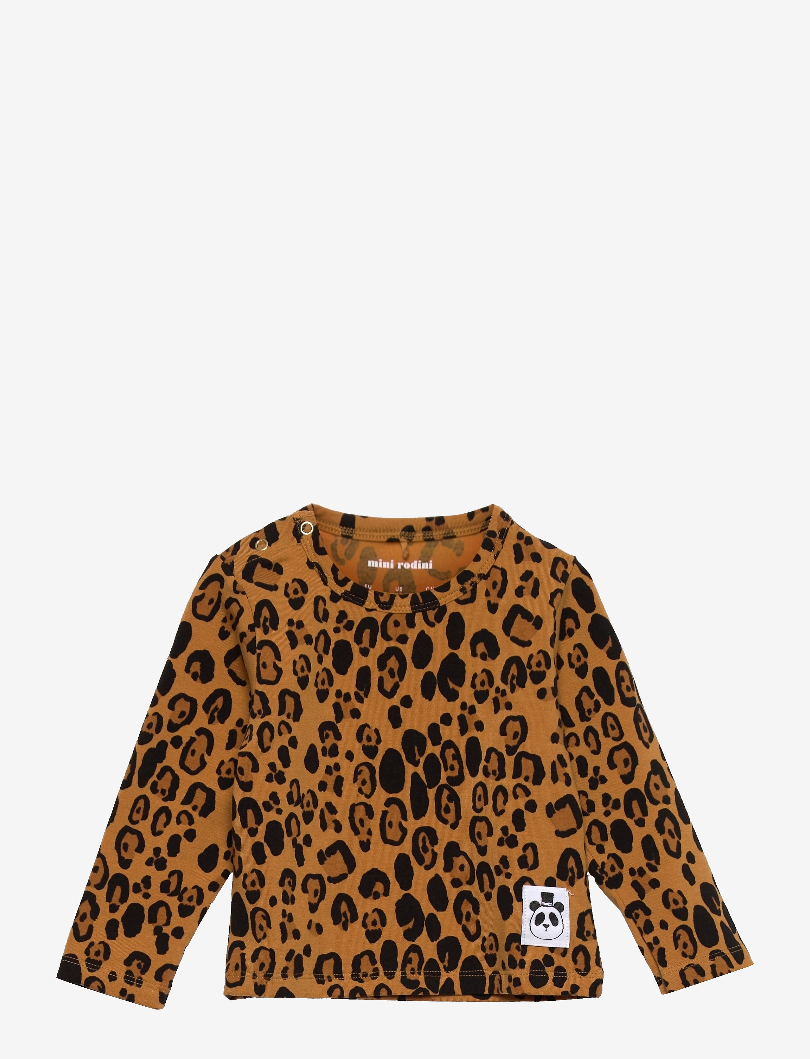 Mini Rodini Basic Leopard Ls Tee Tencel , Børn, Langærmet Leopardprint T-shirt, Brun, Str: 104-110