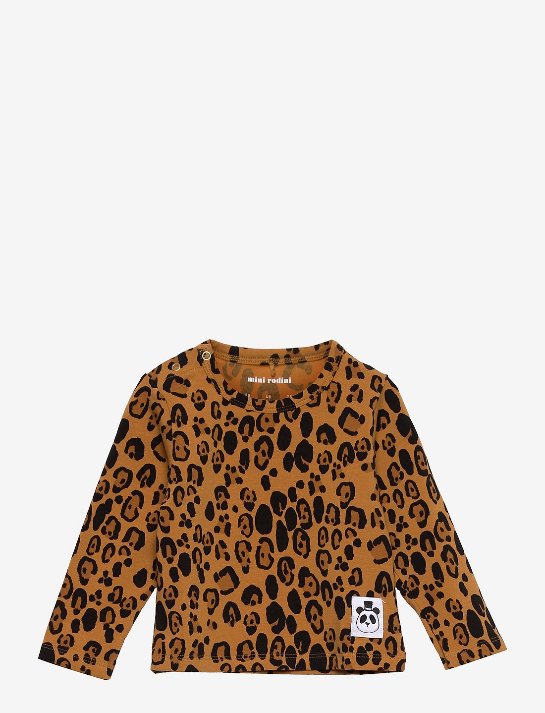 Mini Rodini - Basic leopard ls tee TENCEL™ - pikkade varrukatega t-särgid - beige - 0